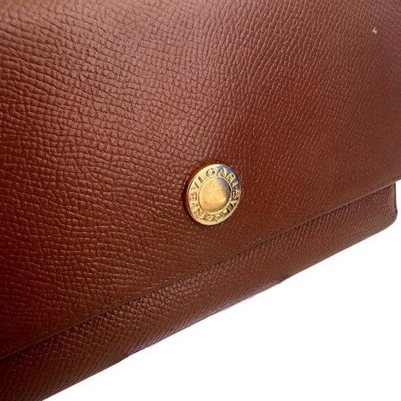 BULGARI Tan Camel Leather Snap Closure Wallet - Picture 2 of 12